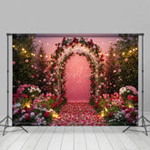 Aperturee - Aperturee Hot Pink Floral Path Arches Sweet Wedding Backdrop